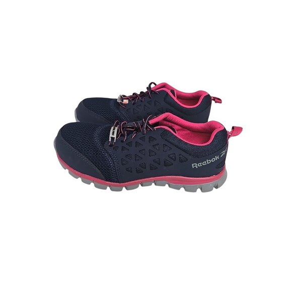 Reebok Women's Sublite Alloy Toe Athletic Work Shoes IB046 Navy/Pink 6.5W - Picture 5 of 7